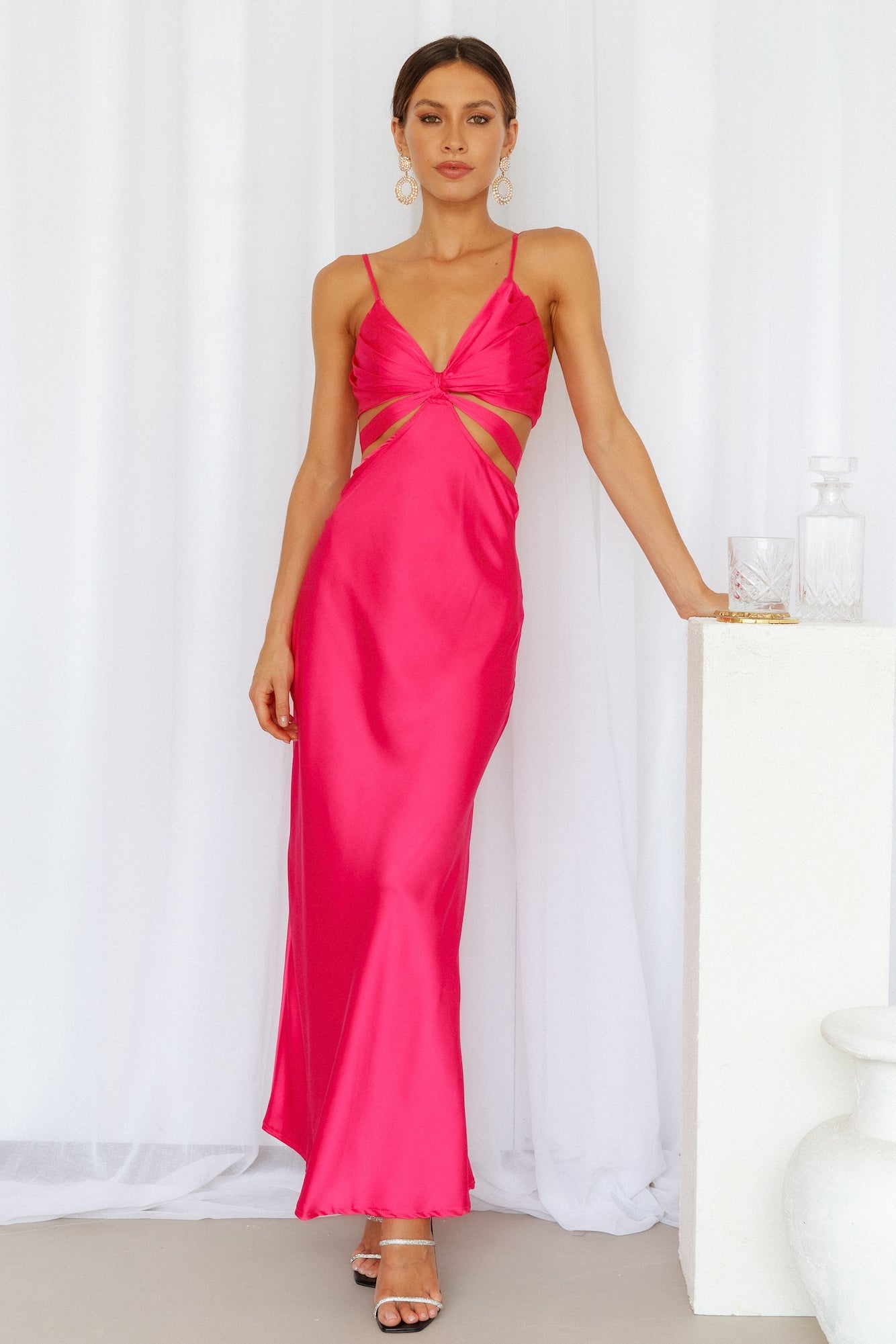 Cherry Pop Midi Dress Hot Pink